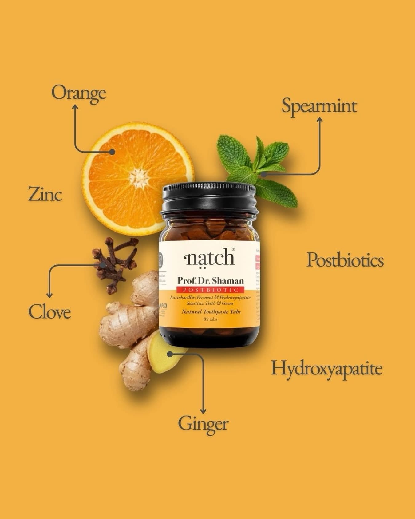Prof. Dr. Shaman - Tannkremstöflur með Postbiotics og Hydroxyapatite